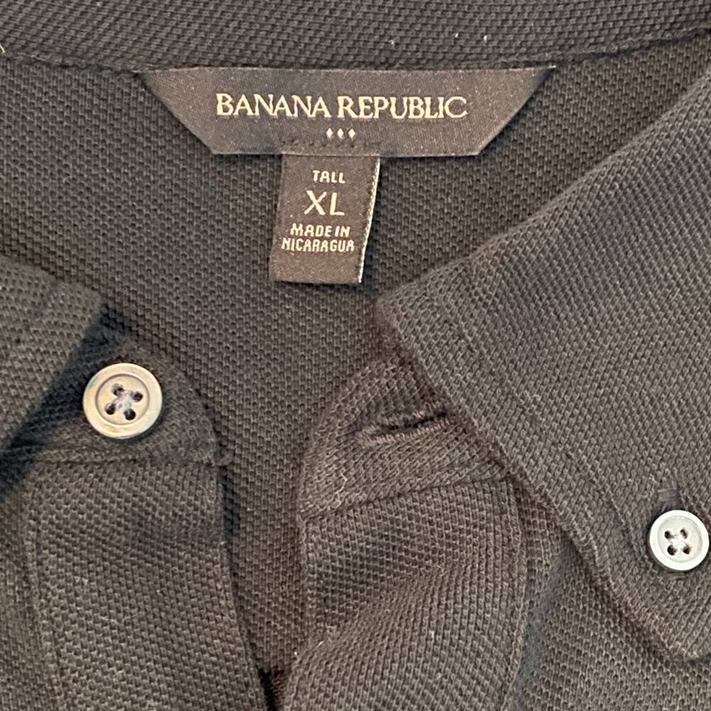 Banana Republic black short sleeve cotton polo top Mens XL Tall classic preppy - Picture 3 of 6